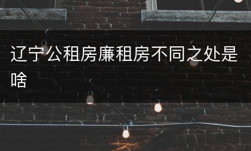 辽宁公租房廉租房不同之处是啥