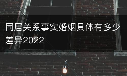 同居关系事实婚姻具体有多少差异2022