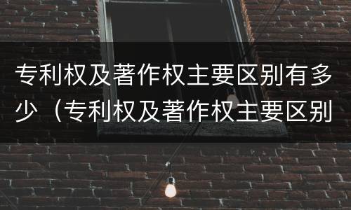 专利权及著作权主要区别有多少（专利权及著作权主要区别有多少种）