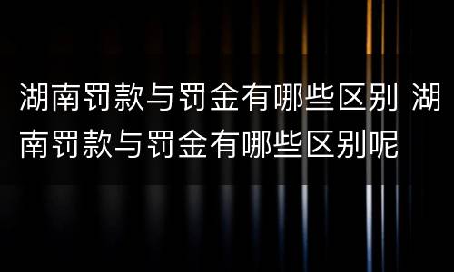 湖南罚款与罚金有哪些区别 湖南罚款与罚金有哪些区别呢