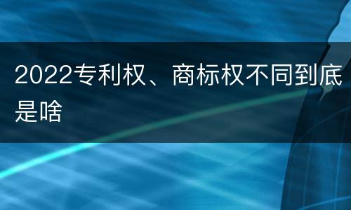 2022专利权、商标权不同到底是啥