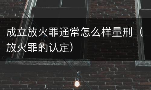 成立放火罪通常怎么样量刑（放火罪的认定）