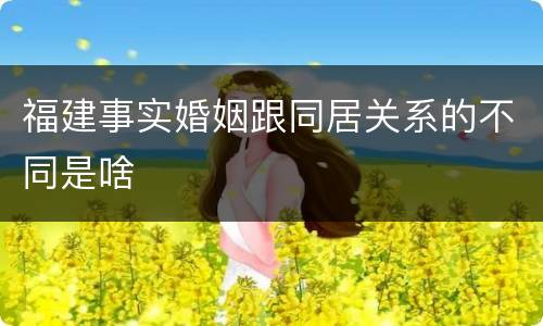 福建事实婚姻跟同居关系的不同是啥