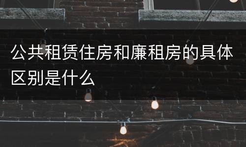 公共租赁住房和廉租房的具体区别是什么