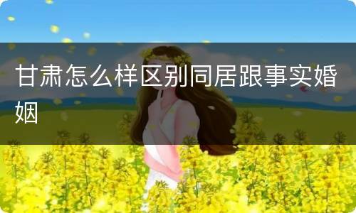 甘肃怎么样区别同居跟事实婚姻