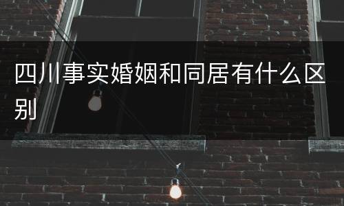 四川事实婚姻和同居有什么区别