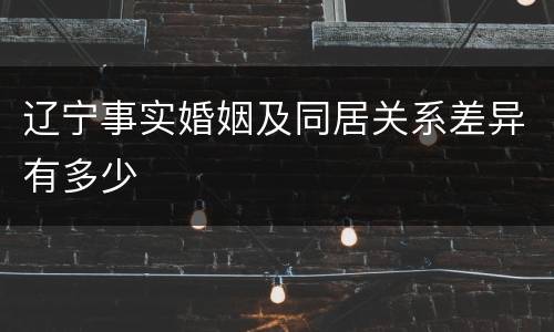 辽宁事实婚姻及同居关系差异有多少
