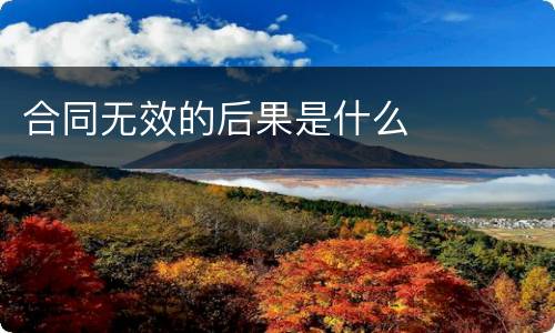 合同无效的后果是什么