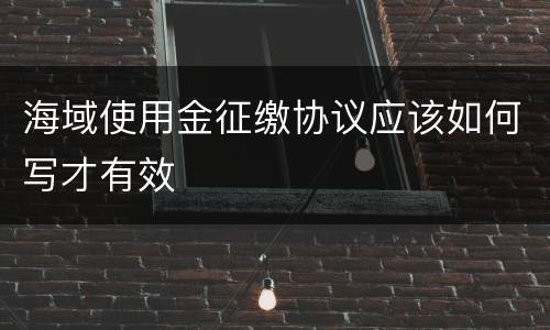 海域使用金征缴协议应该如何写才有效