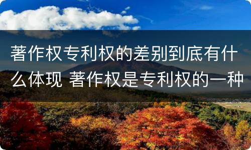 著作权专利权的差别到底有什么体现 著作权是专利权的一种吗