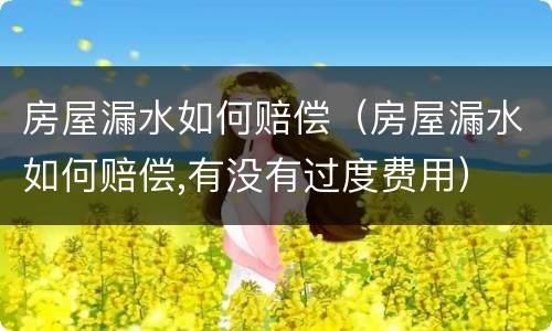 房屋漏水如何赔偿（房屋漏水如何赔偿,有没有过度费用）