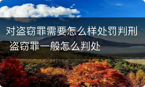 对盗窃罪需要怎么样处罚判刑 盗窃罪一般怎么判处