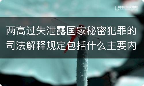 两高过失泄露国家秘密犯罪的司法解释规定包括什么主要内容