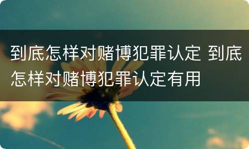 到底怎样对赌博犯罪认定 到底怎样对赌博犯罪认定有用