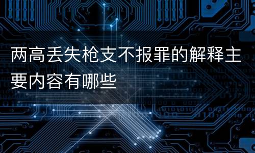 两高丢失枪支不报罪的解释主要内容有哪些