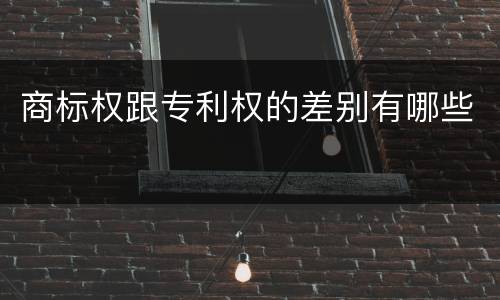 商标权跟专利权的差别有哪些