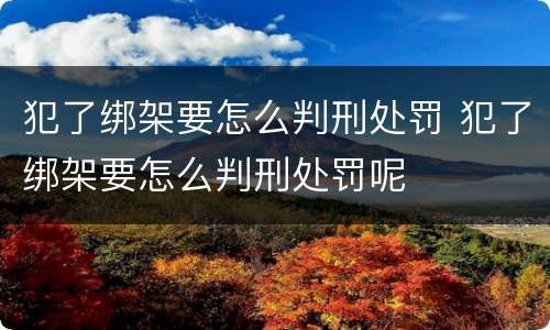 犯了绑架要怎么判刑处罚 犯了绑架要怎么判刑处罚呢