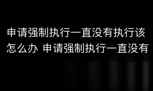 申请强制执行一直没有执行该怎么办 申请强制执行一直没有执行该怎么办呢