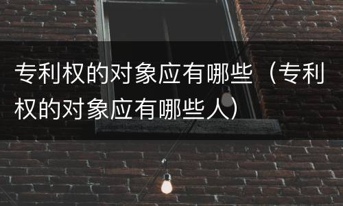 专利权的对象应有哪些（专利权的对象应有哪些人）