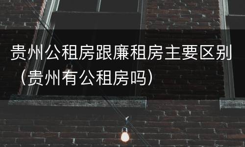 贵州公租房跟廉租房主要区别（贵州有公租房吗）
