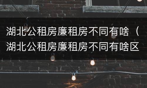 湖北公租房廉租房不同有啥（湖北公租房廉租房不同有啥区别）