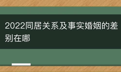 2022同居关系及事实婚姻的差别在哪
