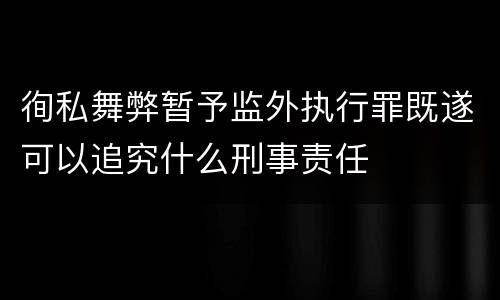 徇私舞弊暂予监外执行罪既遂可以追究什么刑事责任