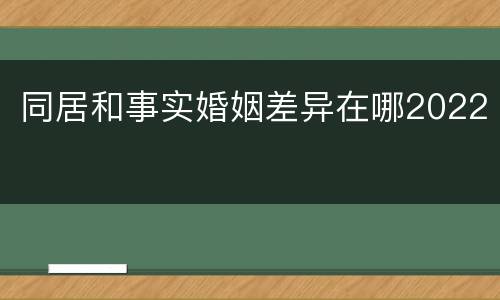 同居和事实婚姻差异在哪2022