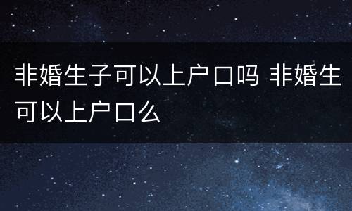 非婚生子可以上户口吗 非婚生可以上户口么