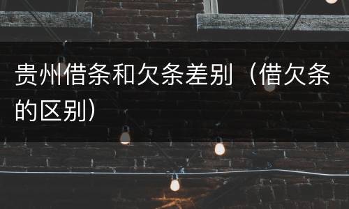 贵州借条和欠条差别（借欠条的区别）