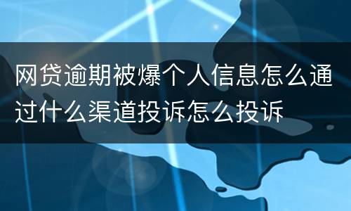 网贷逾期被爆个人信息怎么通过什么渠道投诉怎么投诉