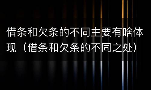 借条和欠条的不同主要有啥体现（借条和欠条的不同之处）