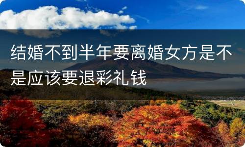 结婚不到半年要离婚女方是不是应该要退彩礼钱