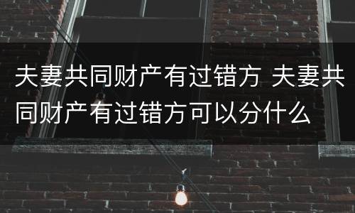 夫妻共同财产有过错方 夫妻共同财产有过错方可以分什么