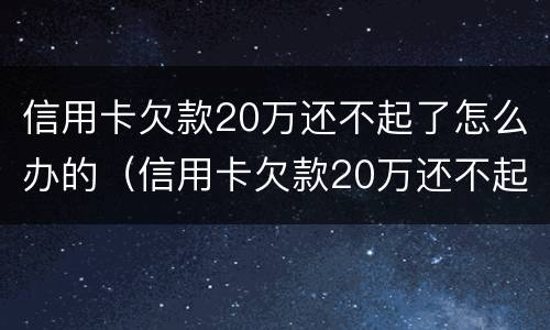 信用卡欠款20万还不起了怎么办的（信用卡欠款20万还不起了怎么办的呢）
