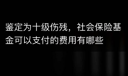 鉴定为十级伤残，社会保险基金可以支付的费用有哪些