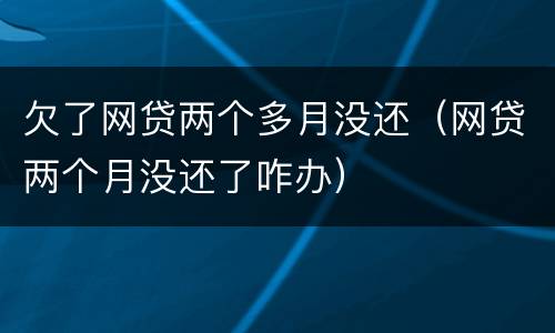 欠了网贷两个多月没还（网贷两个月没还了咋办）
