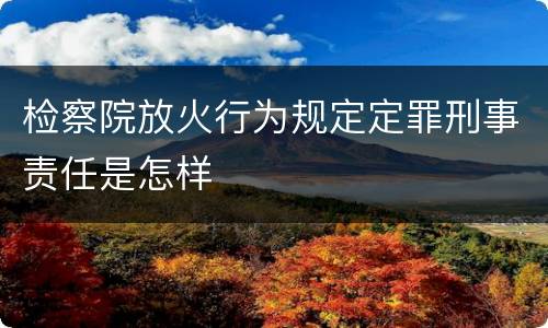 检察院放火行为规定定罪刑事责任是怎样