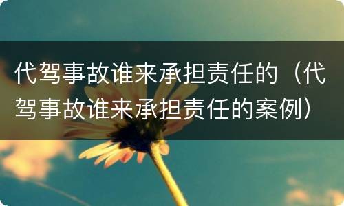 代驾事故谁来承担责任的（代驾事故谁来承担责任的案例）