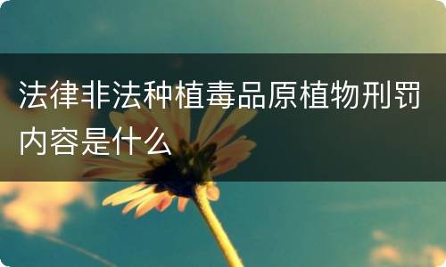 法律非法种植毒品原植物刑罚内容是什么