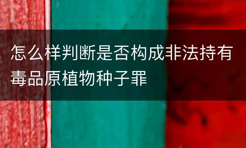 怎么样判断是否构成非法持有毒品原植物种子罪
