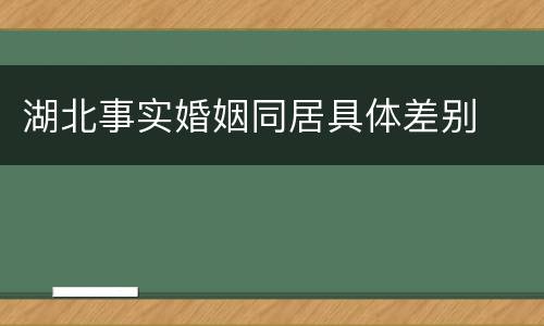 湖北事实婚姻同居具体差别
