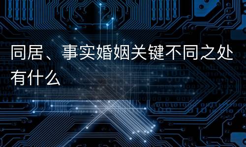 同居、事实婚姻关键不同之处有什么