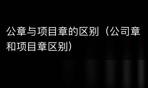 公章与项目章的区别（公司章和项目章区别）