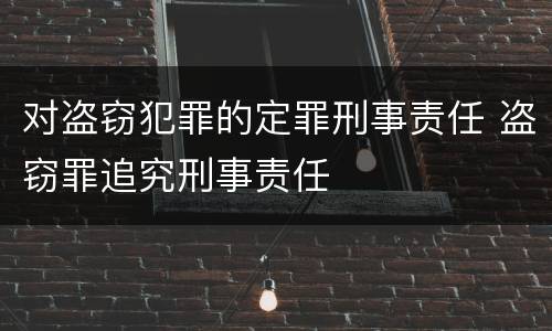 对盗窃犯罪的定罪刑事责任 盗窃罪追究刑事责任