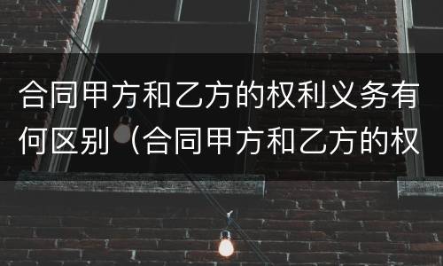 合同甲方和乙方的权利义务有何区别（合同甲方和乙方的权利义务有何区别和联系）
