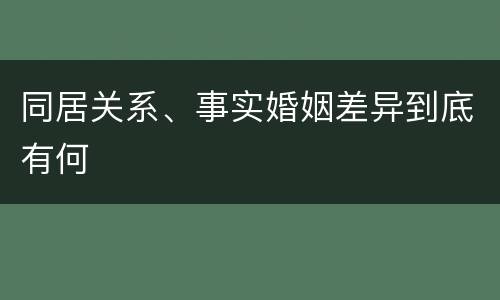 同居关系、事实婚姻差异到底有何