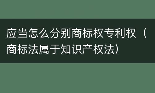 应当怎么分别商标权专利权（商标法属于知识产权法）
