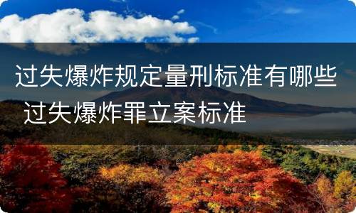 过失爆炸规定量刑标准有哪些 过失爆炸罪立案标准