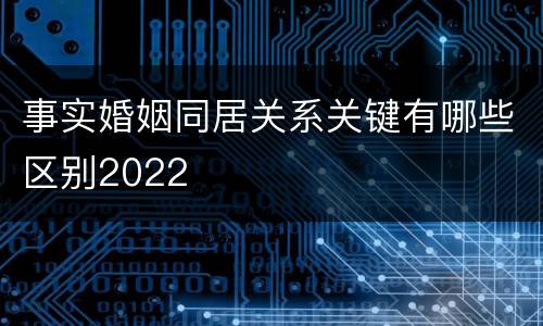 事实婚姻同居关系关键有哪些区别2022